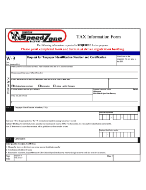 W-9 Request for Taxpayer Identification Number