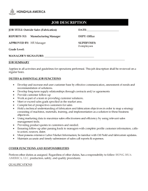 Outside Sales Job Description
