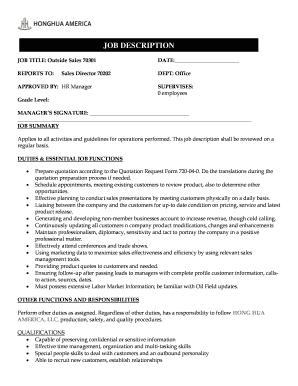 Outside Sales Job Description