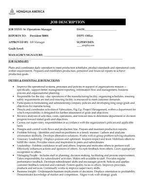 Sr. Operations Manager Job Description