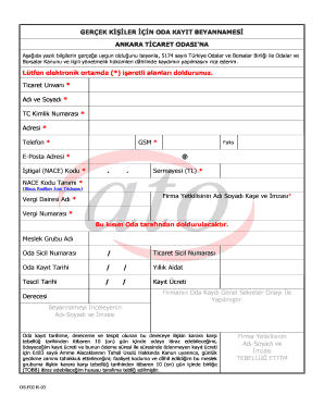Turkish Chamber of Commerce Registration Declaration