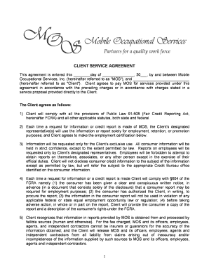 CLIENT SERVICE AGREEMENT - Mobile Occupational Services