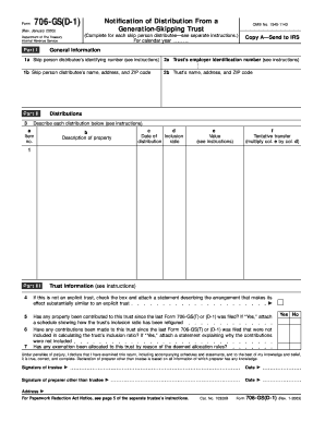 Form 706-GS(D-1) Notification of Distribution From a Generation-Skipping Trust
