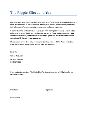 UC Davis Sexual Harassment Policy Agreement