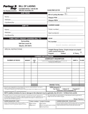 Bill of Lading Form