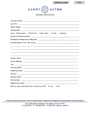 Job Bank Application Form