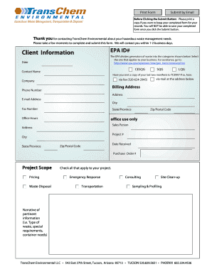 TransChem Environmental Hazardous Waste Form