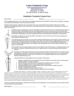 Endodontic Treatment Consent Form