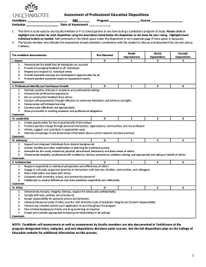 Assessment of Professional Education Dispositions