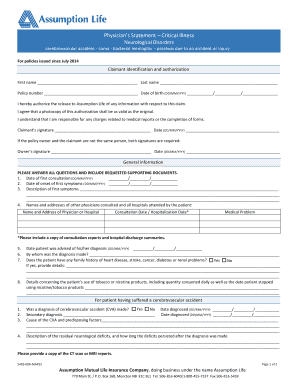 Physician’s Statement – Critical Illness