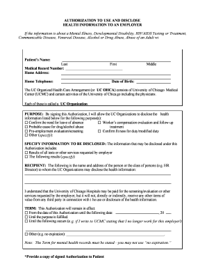 Authorization to Disclose Health Information to Employer