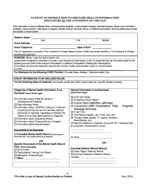 Patient Authorization to Disclose Health Information