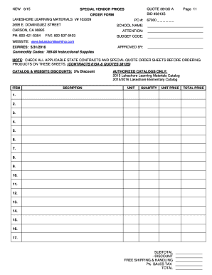 Lakeshore Learning Materials Order Form