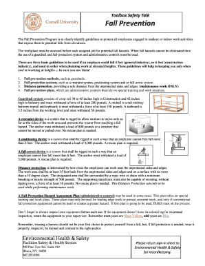 Fall Prevention Safety Talk Form