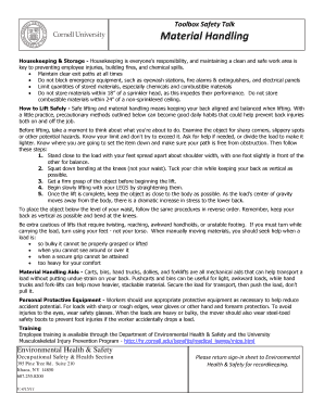 Toolbox Safety Talk on Material Handling