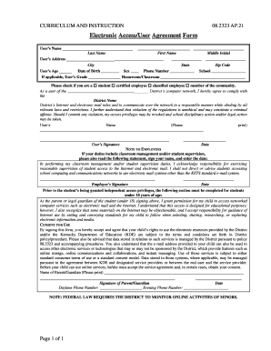 Electronic Access User Agreement Form