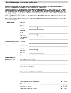 Dental Injury and Emergency Claim Form