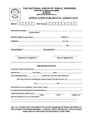 Application for Dental Assistance