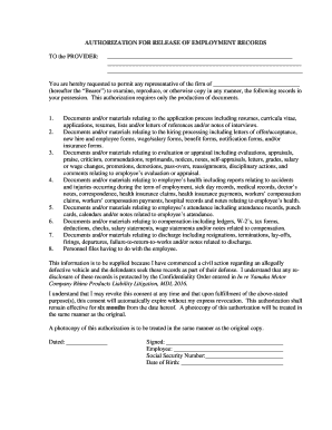 Authorization for Release of Employment Records