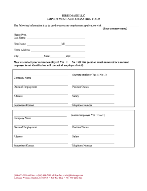 Fillable Online Employment Authorization Form.doc Fax Email Print ...
