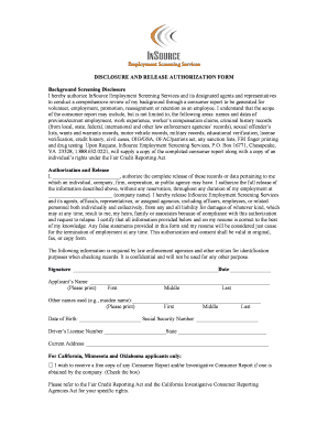 Employment Screening Disclosure and Release Authorization Form