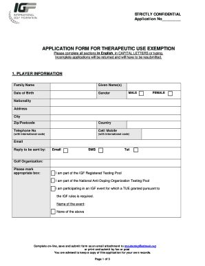 Therapeutic Use Exemption Application Form