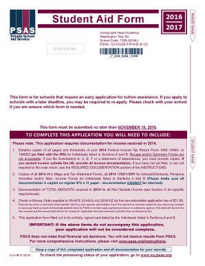 Private School Aid Service Application Form