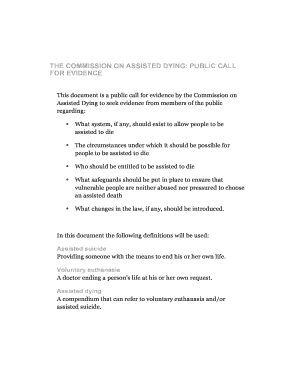 Commission on Assisted Dying Call for Evidence