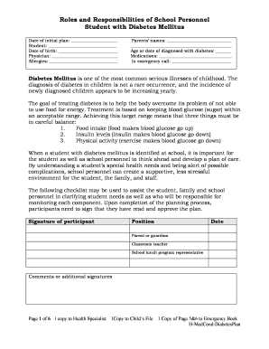Diabetes Care Plan for Students