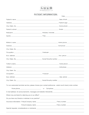 Patient Information and Medical-Dental Questionnaire