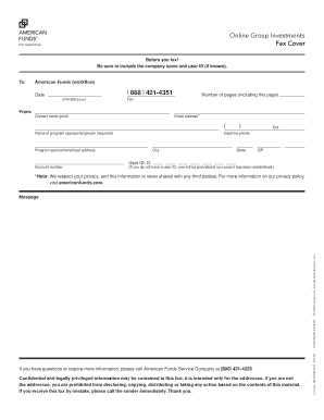 Fax Cover Sheet for American Funds