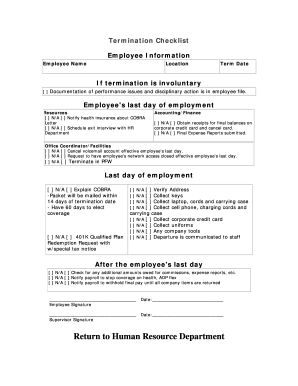 Employee Termination Checklist
