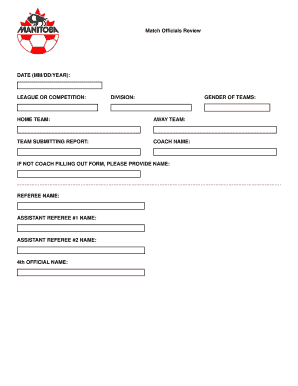 Match Officials Review Form