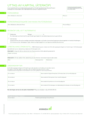 Avanza Pension Capital Withdrawal Form