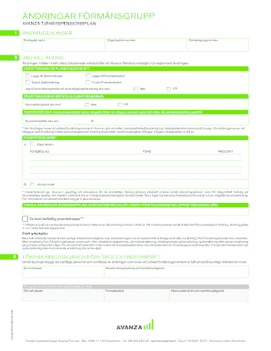 Avanza Pension Benefit Group Change Form