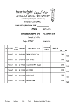 Maulana Azad National Urdu University Exam Form