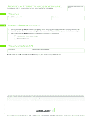 Avanza Pension KAP-KL Refund Protection Change Form