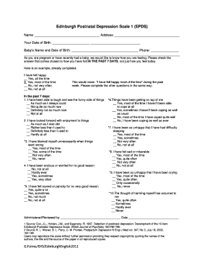 Edinburgh Postnatal Depression Scale Form