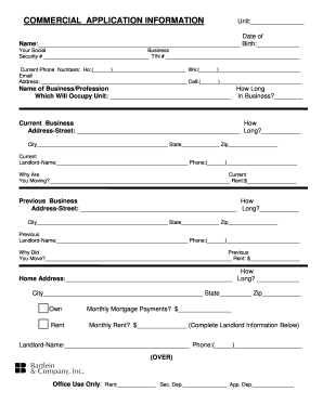 Commercial Application Information Form
