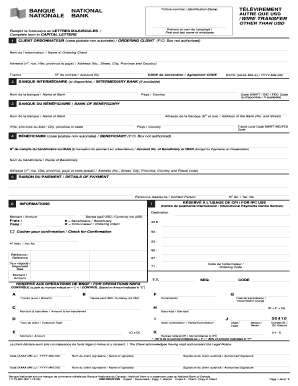 Formulaire de virement par télétransmission de la Banque Nationale du Canada