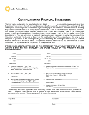 Certification of Financial Statements
