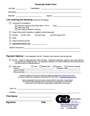 Transcript Order Form
