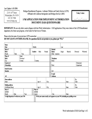 US Work Authorization Application Form