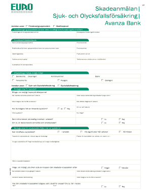 Swedish Accident and Sickness Insurance Claim Form