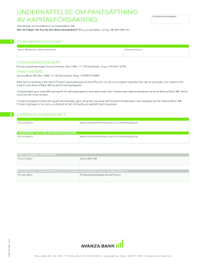 Avanza Bank Pledge Notice for Capital Insurance