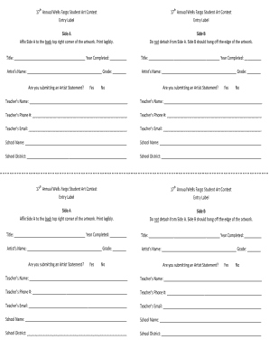 Wells Fargo Student Art Contest Entry Form
