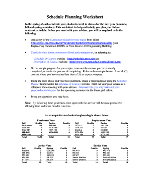 Fillable Online Schedule Planning Worksheet Fax Email Print - pdfFiller