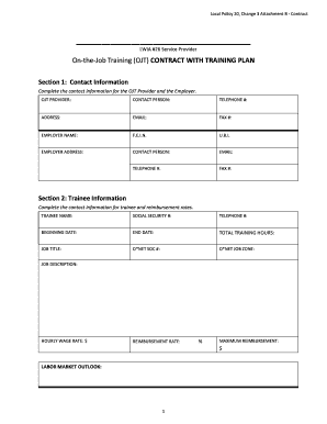 OJT Contract with Training Plan Template - so14lwibcom