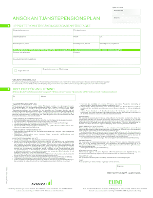 Avanza Pension Service Pension Plan Application