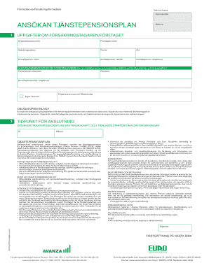 Swedish Employee Pension Plan Application